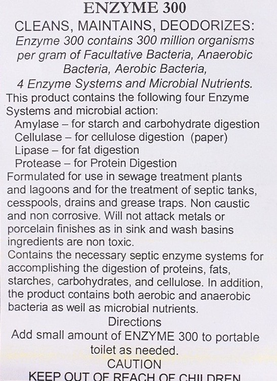 For Your Portable Toilet, Get Lysol, Unscented Bleach, 'Mr. Clean' and Enzyme 300 Packets